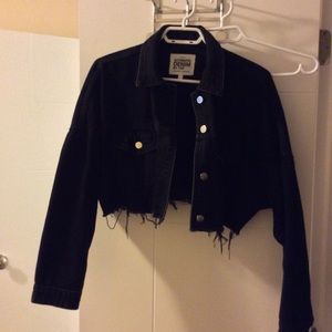 Zara cropped black denim jacket